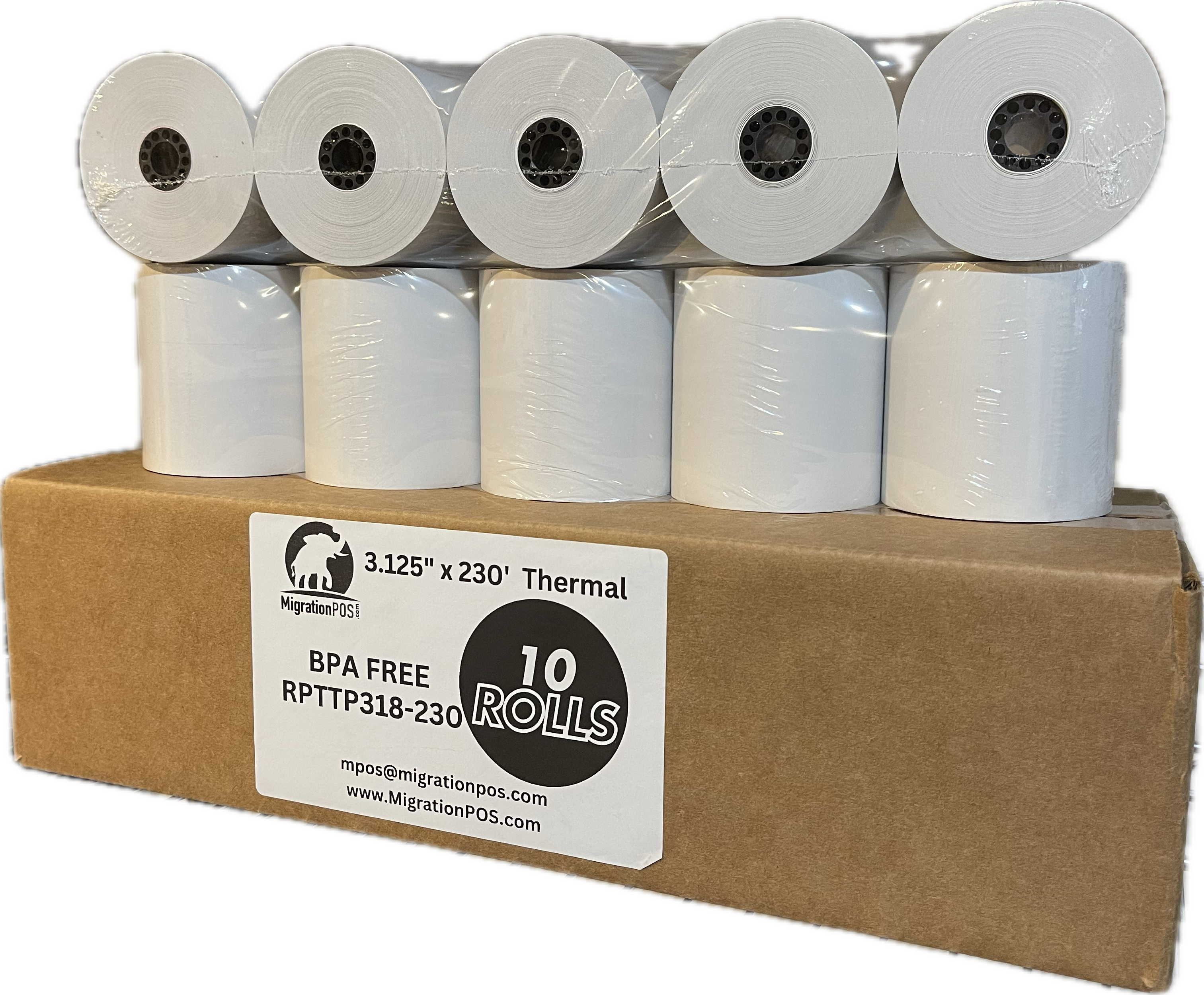 3.125" x 230' thermal pos paper rolls